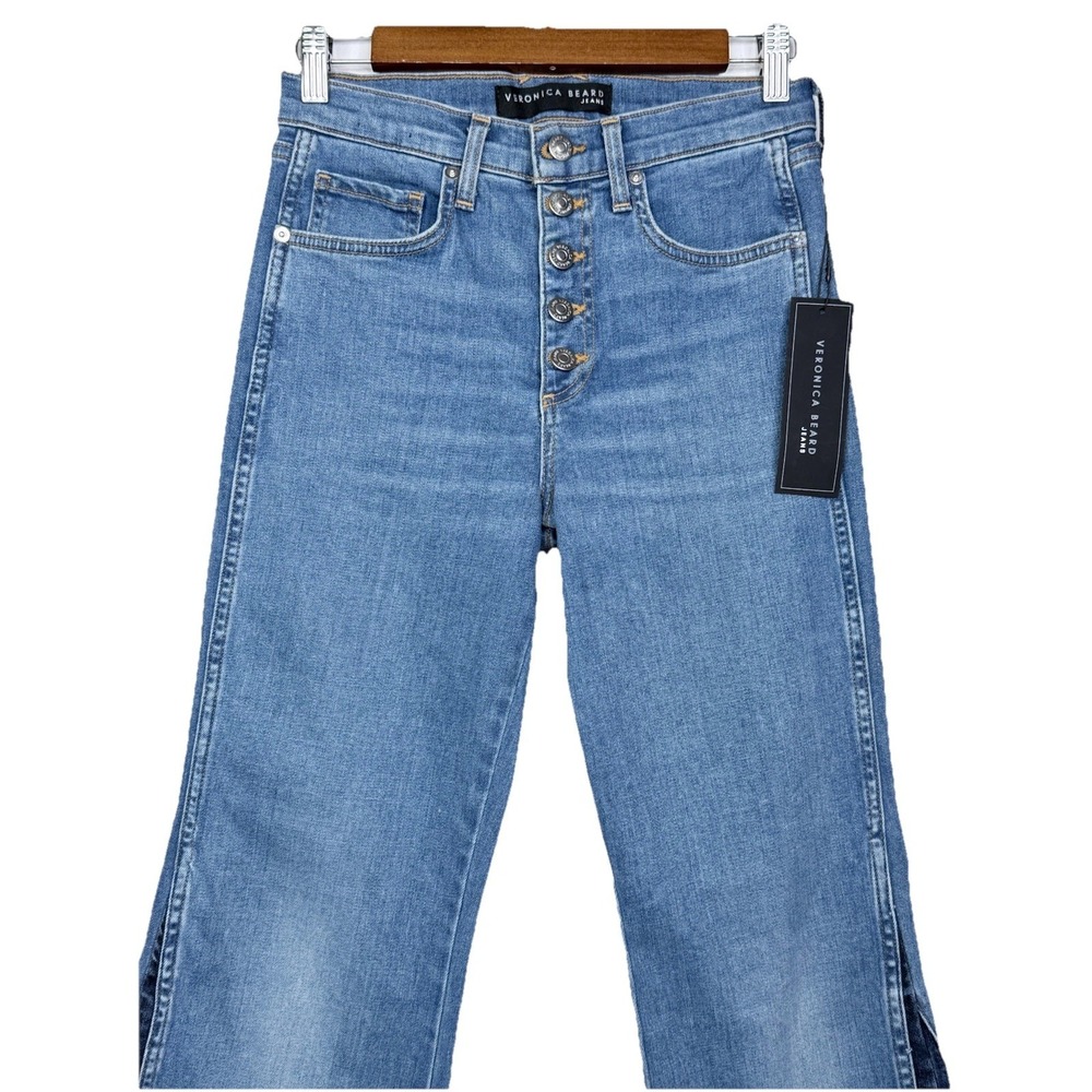 Veronica Beard Kiley High Rise Wide Leg Button Fly Jeans in Two Tone Size 26x34 - Picture 5 of 13